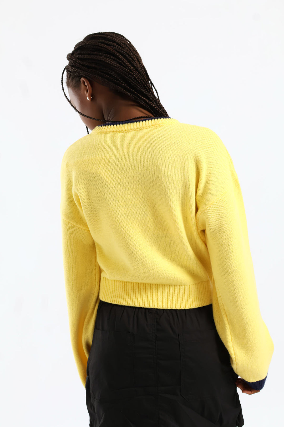Girls 62 Crew Neck Pullover - Navy/Yellow