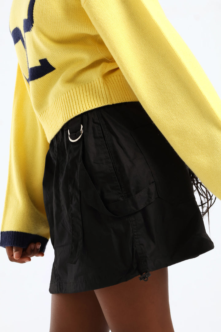Girls Poplin Cargo Skirt - Black