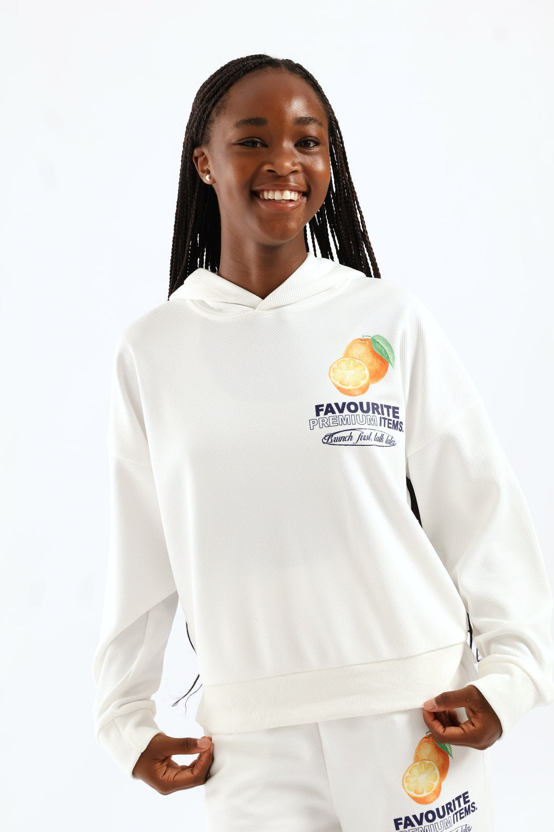 Girls Weekend Favs Fleece Hoody - Cream