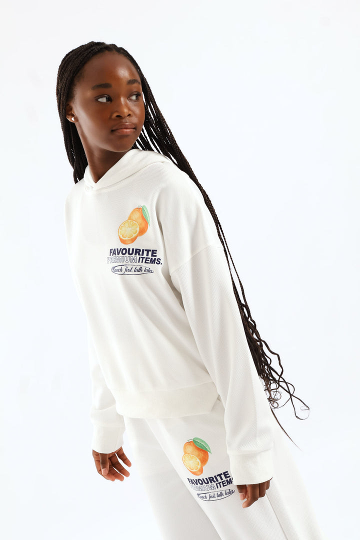 Girls Weekend Favs Fleece Hoody - Cream