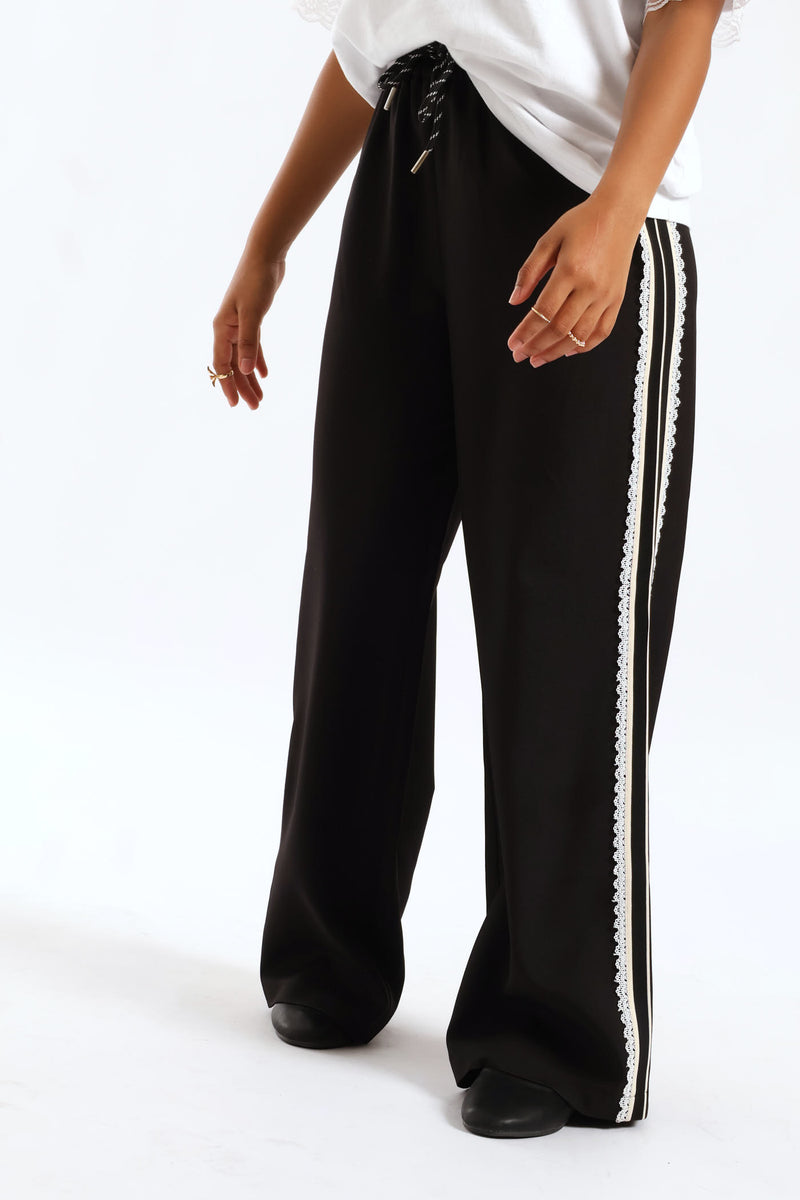 Girls Dside Tape Drawcord Pants - Black