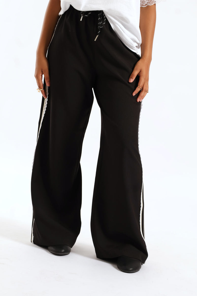 Girls Dside Tape Drawcord Pants - Black
