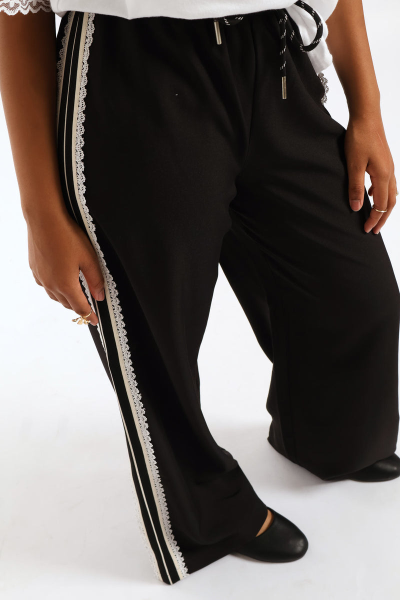 Girls Dside Tape Drawcord Pants - Black