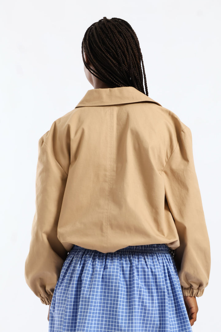 Girls Bubble Twill Jacket - Tan