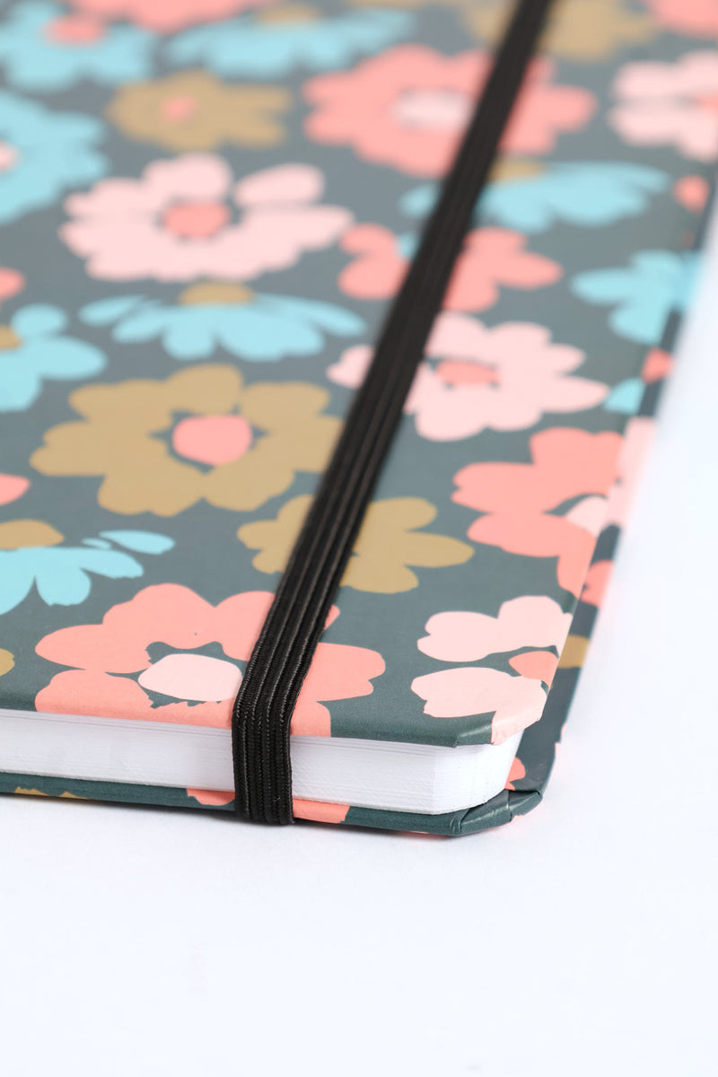 Floral Print 80 Page Notebook - Navy