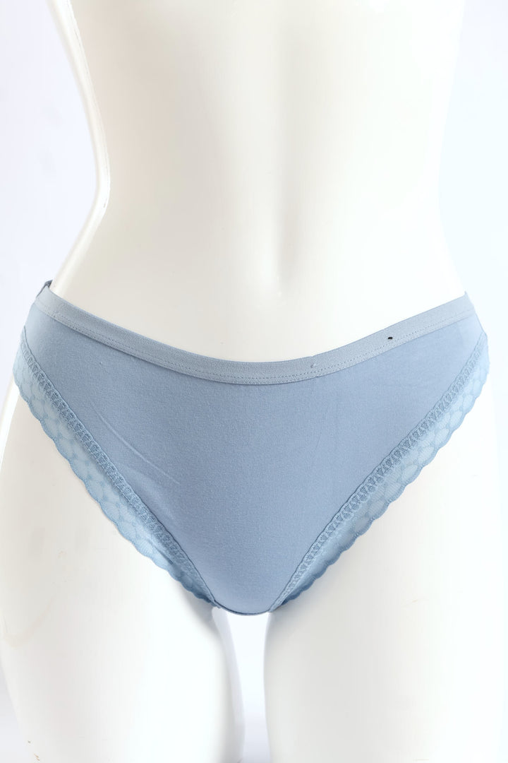 3 Pack Cotton Brazilian Panties - Blues/Grey Melange