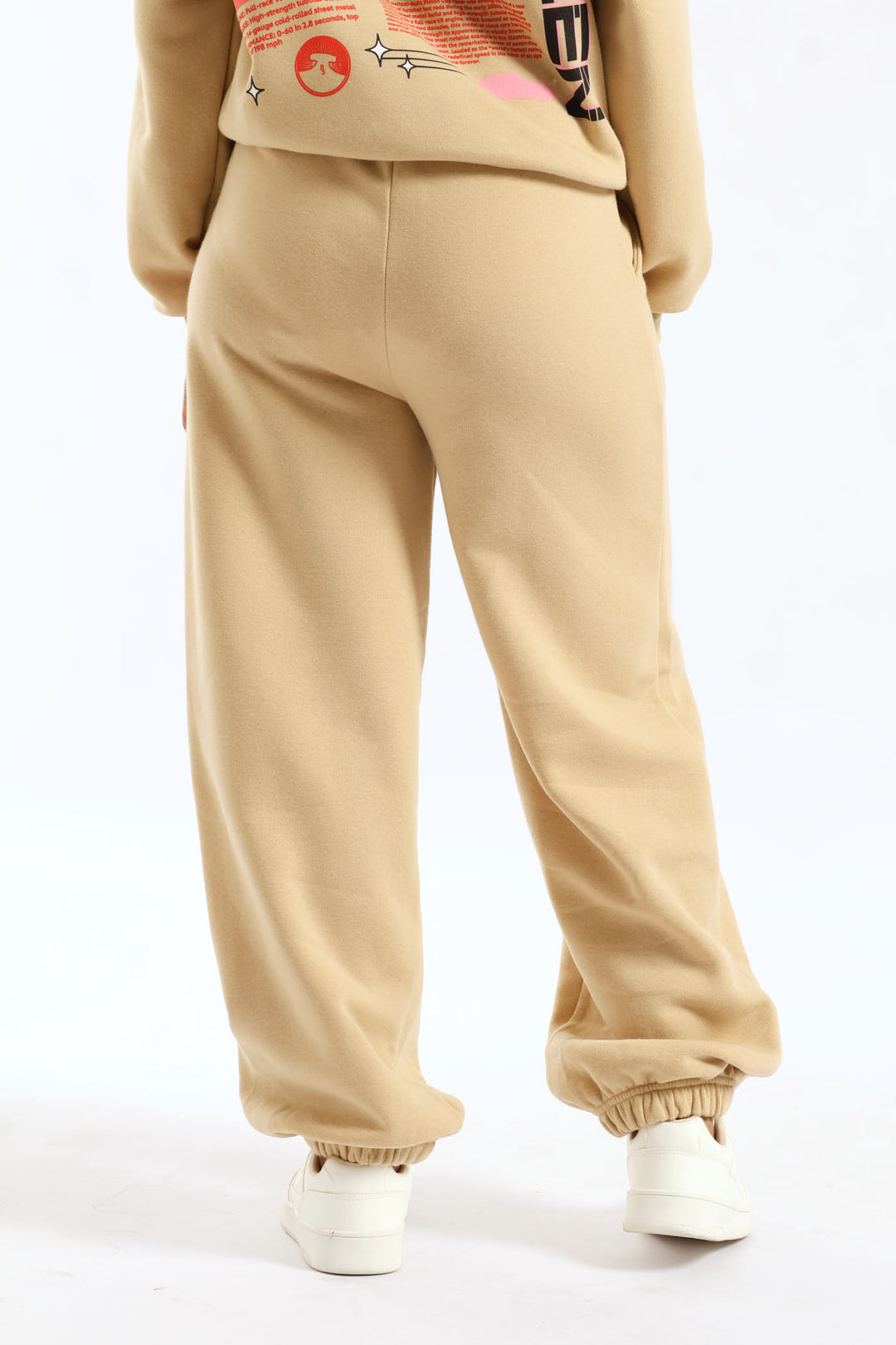 Girls Cars Graphic Baggy Joggers - Stone