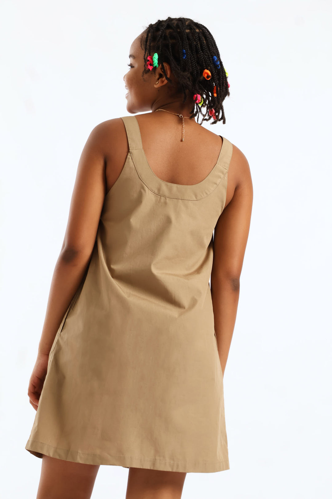 Girls Mila Pinafore Dress - Taupe