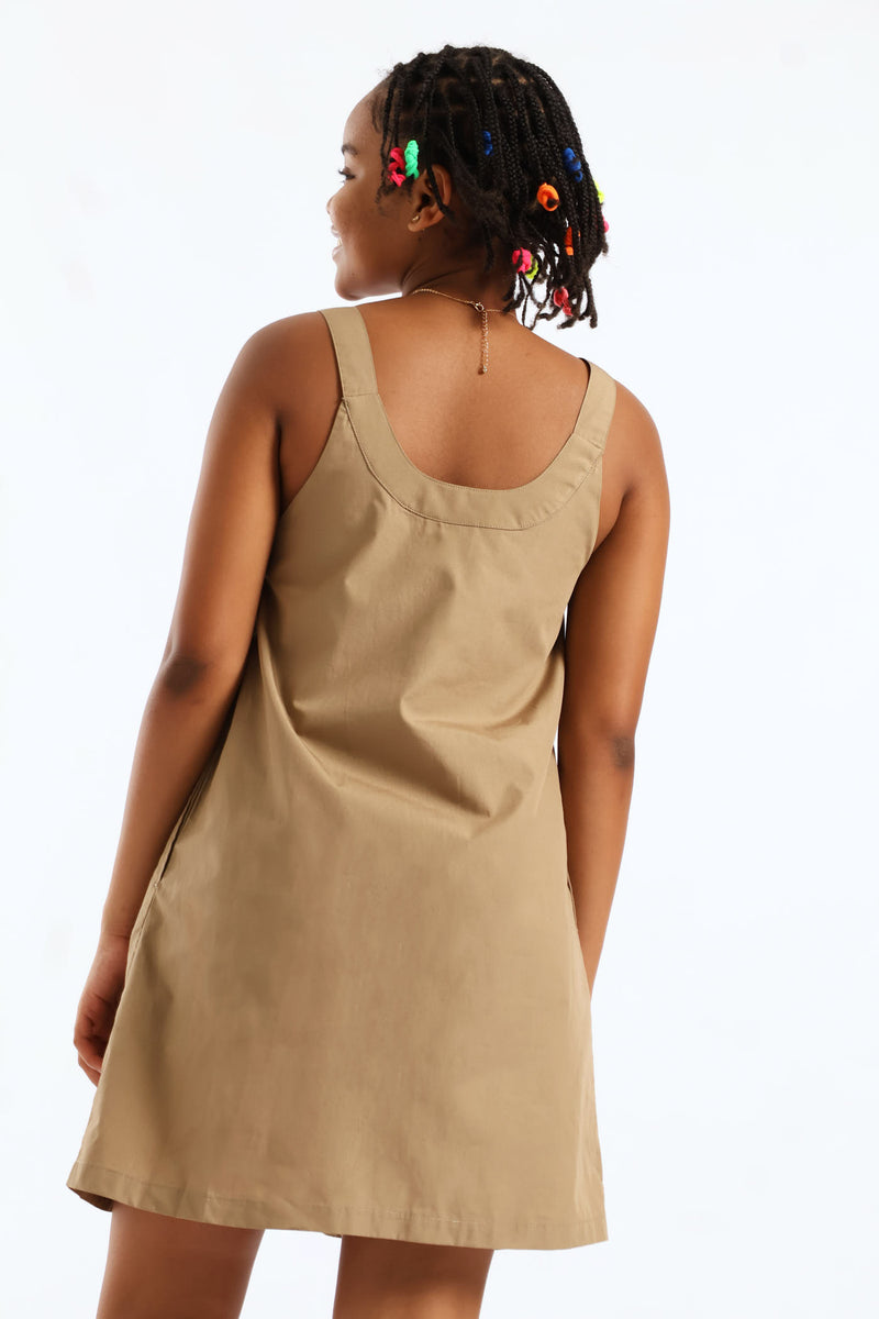 Girls Mila Pinafore Dress - Taupe