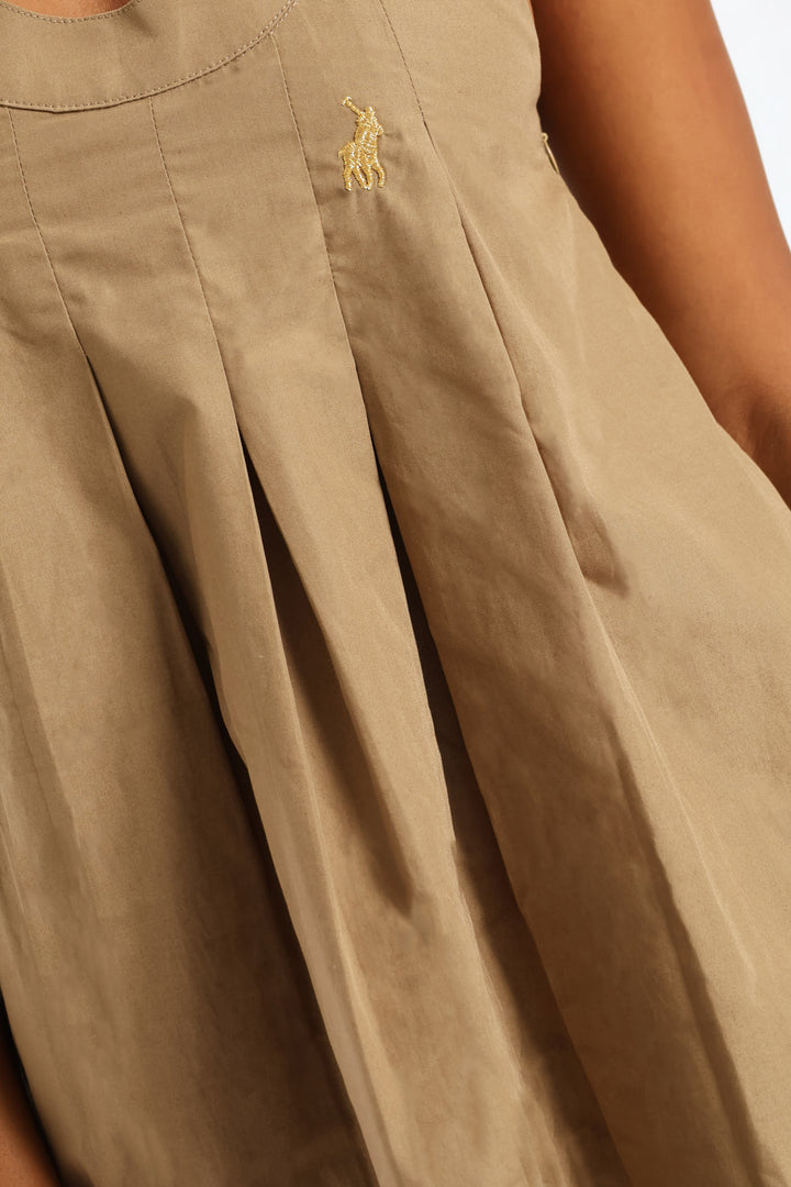 Girls Mila Pinafore Dress - Taupe
