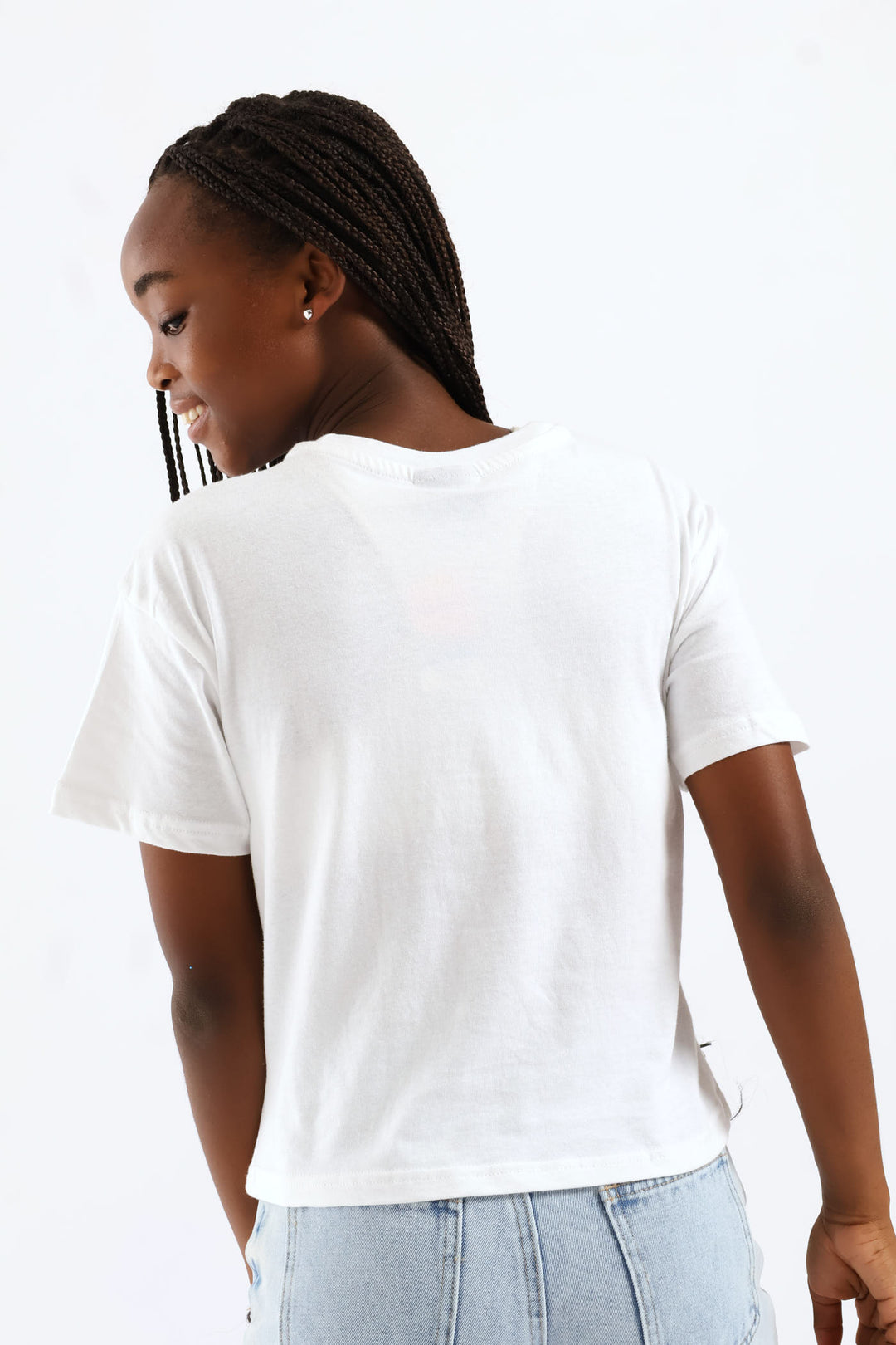 Girls Boxy Sparkle Tee - White