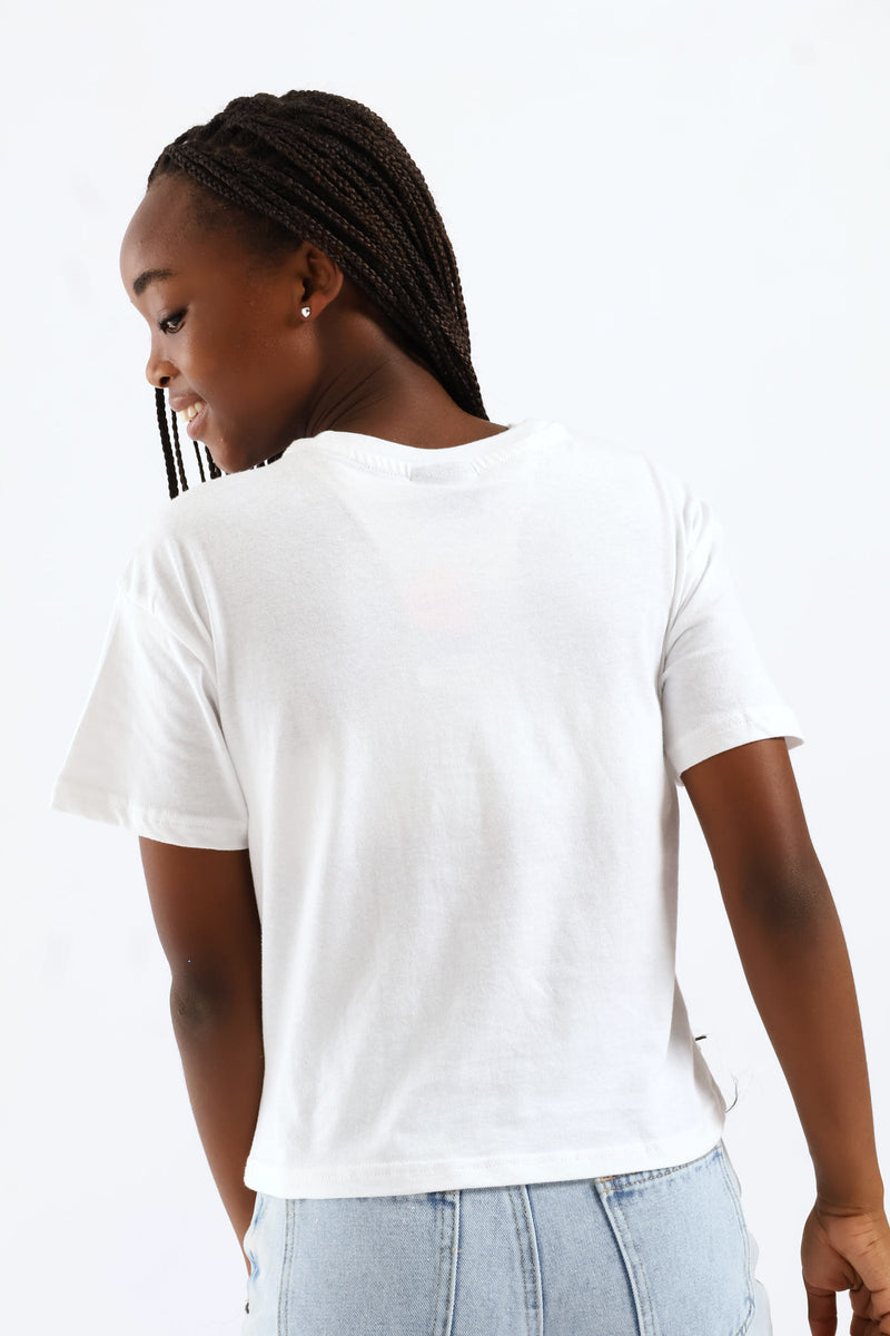 Girls Boxy Sparkle Tee - White