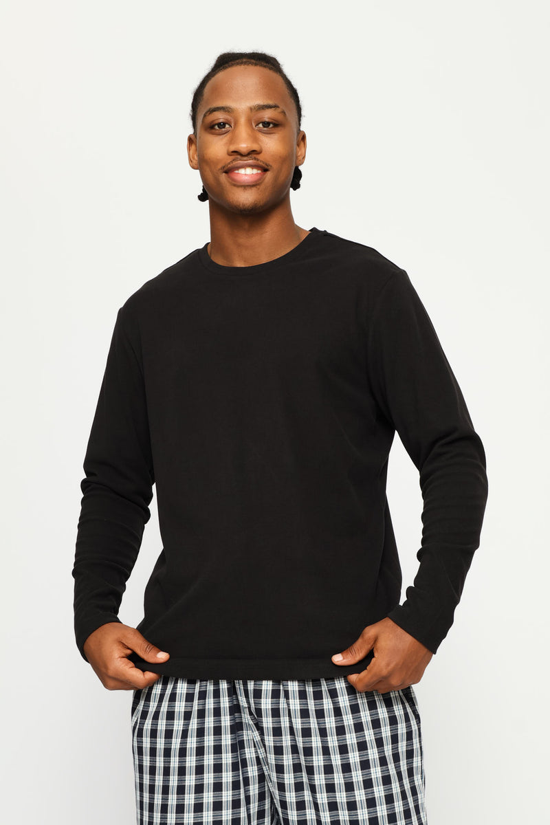 Long Sleeve Interlock Sleep Top - Black