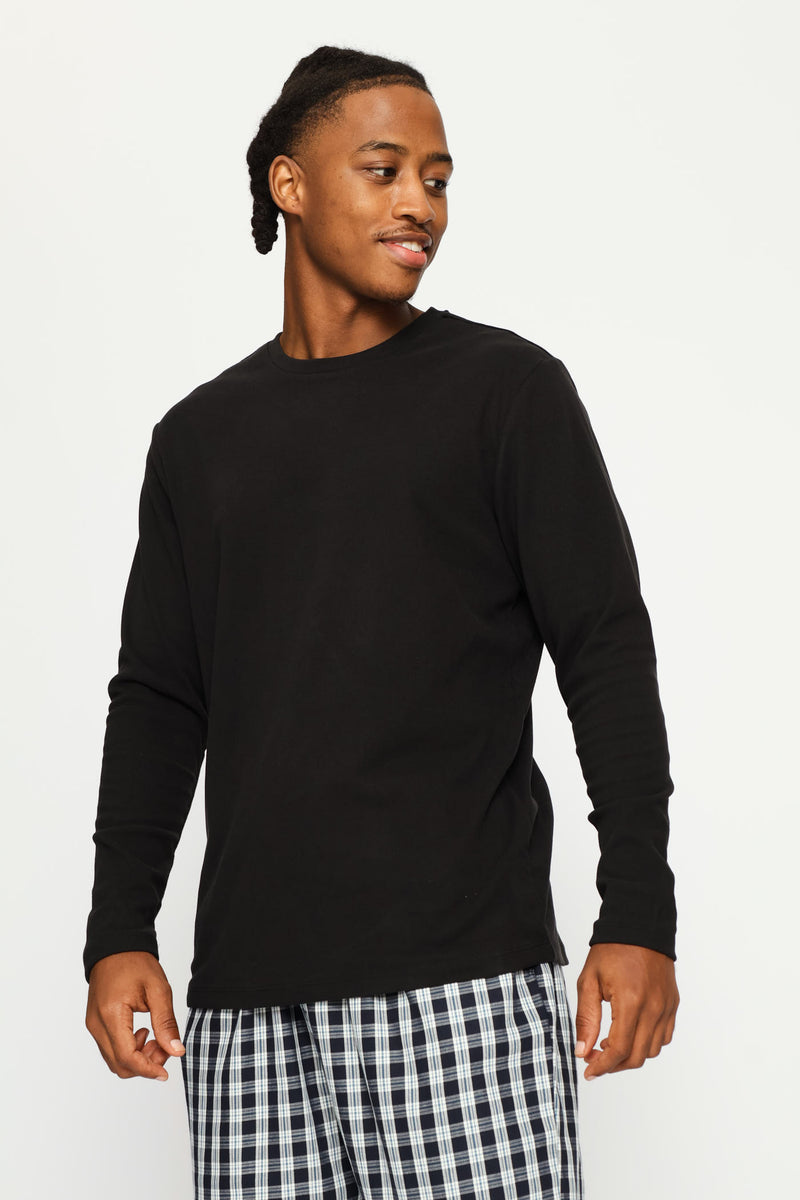 Long Sleeve Interlock Sleep Top - Black