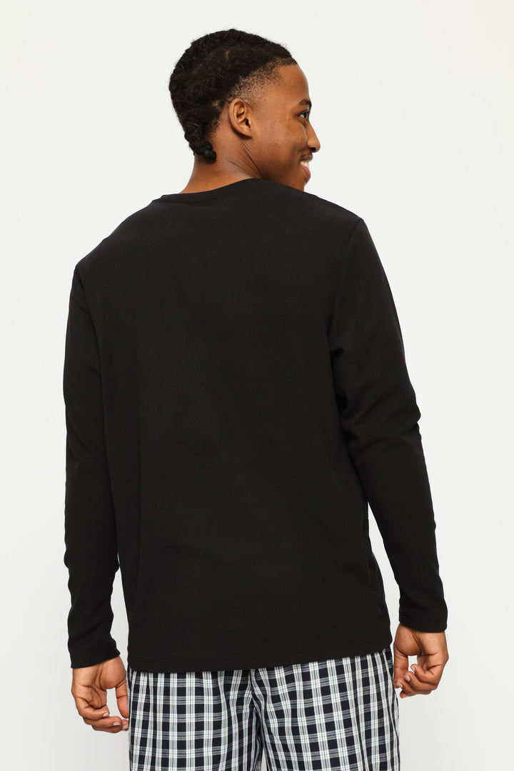 Long Sleeve Interlock Sleep Top - Black