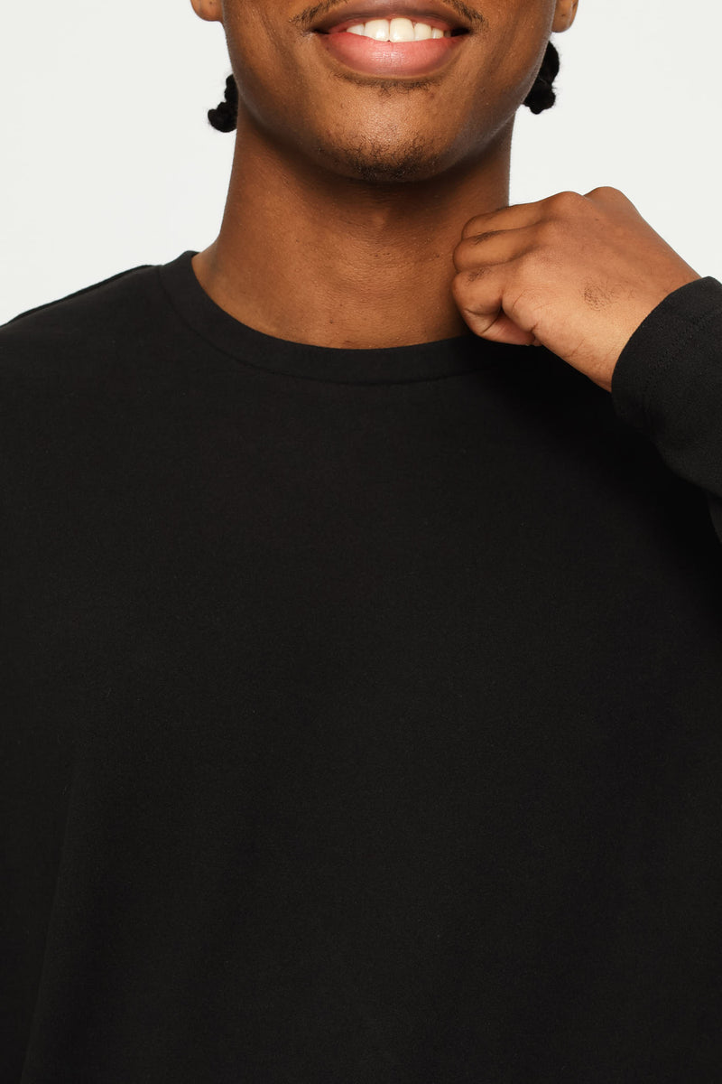 Long Sleeve Interlock Sleep Top - Black