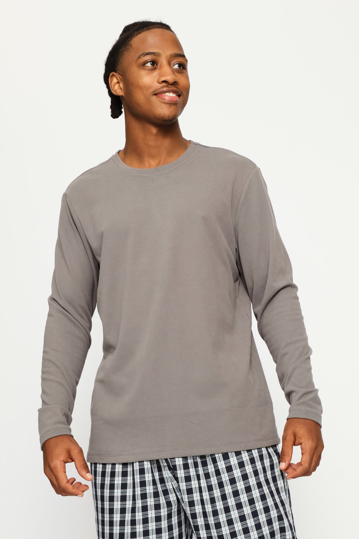 Mens Long Sleeve Interlock Sleep Top - Grey – Edgars