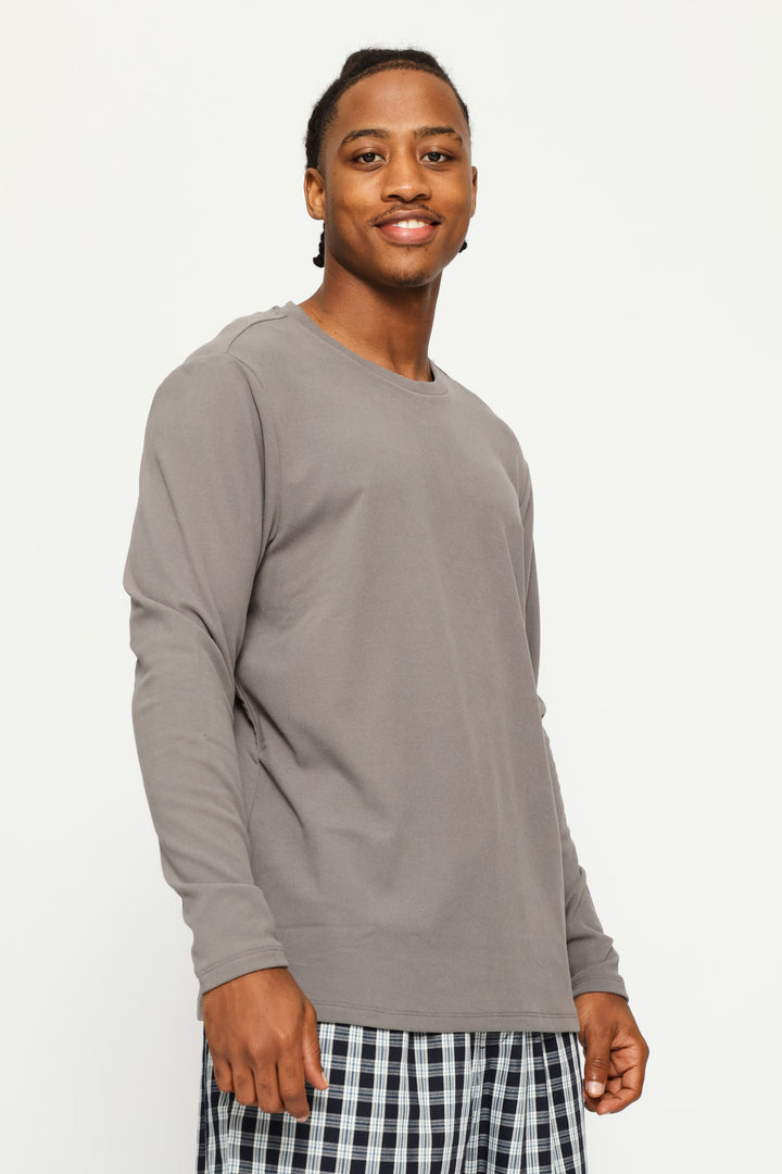 Long Sleeve Interlock Sleep Top - Grey