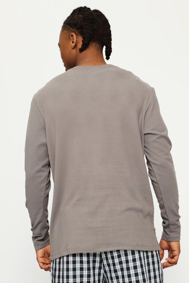 Long Sleeve Interlock Sleep Top - Grey
