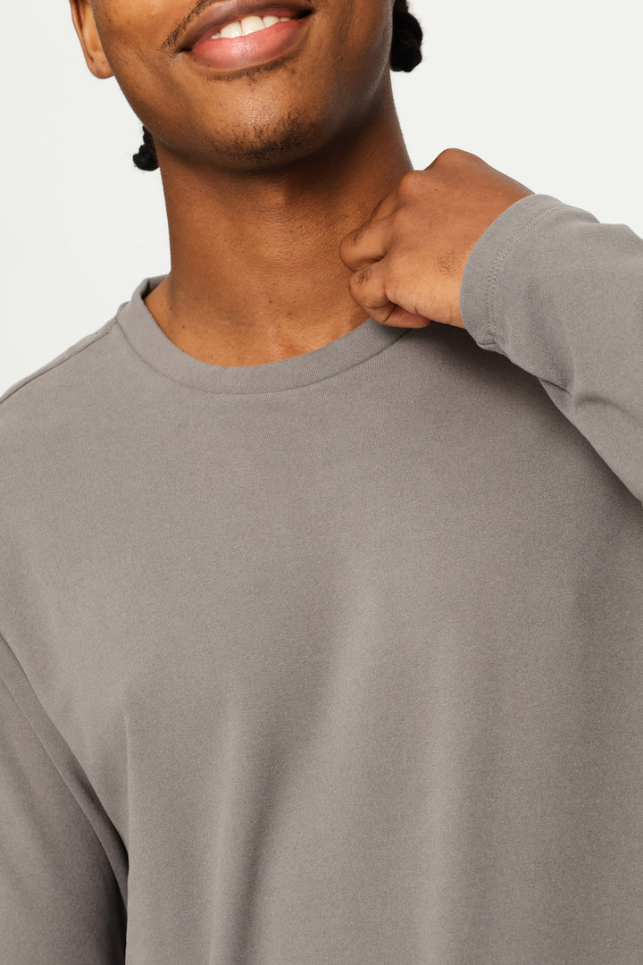 Long Sleeve Interlock Sleep Top - Grey