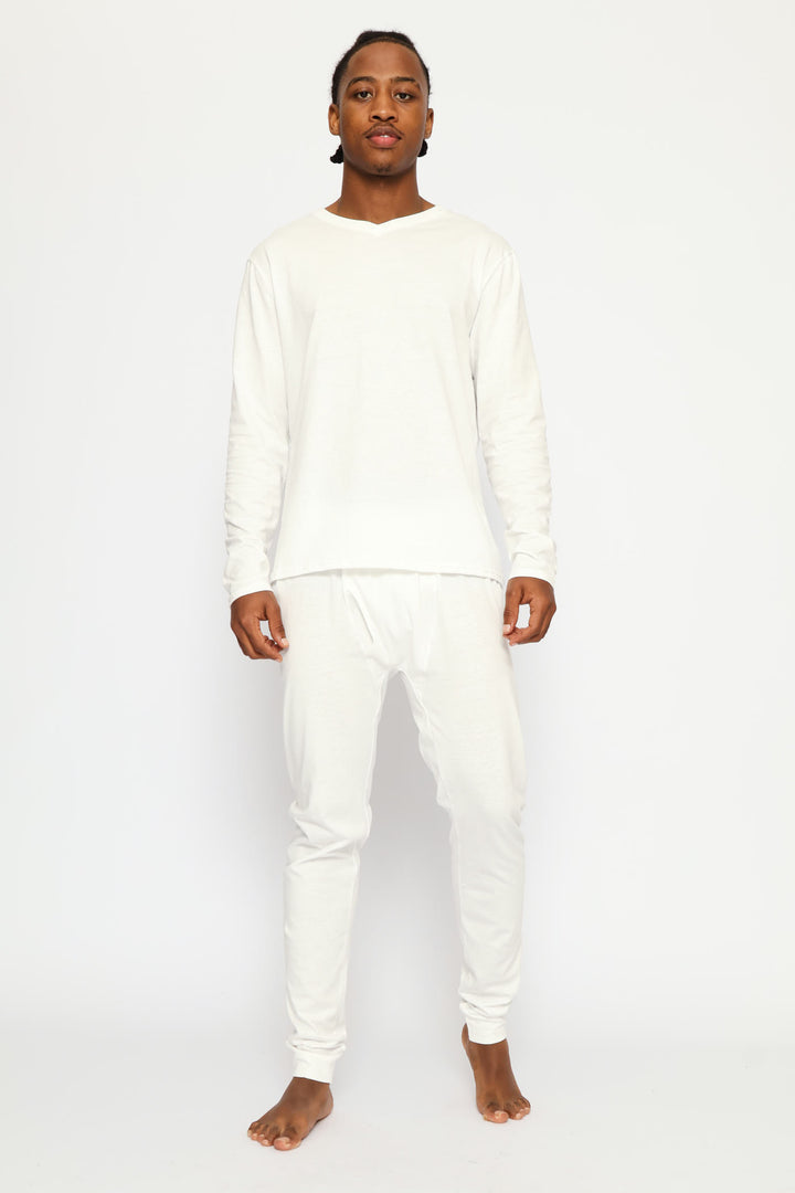 Winter Long John Cotton Thermal - White