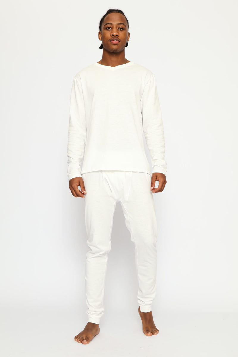 Winter Long John Cotton Thermal - White