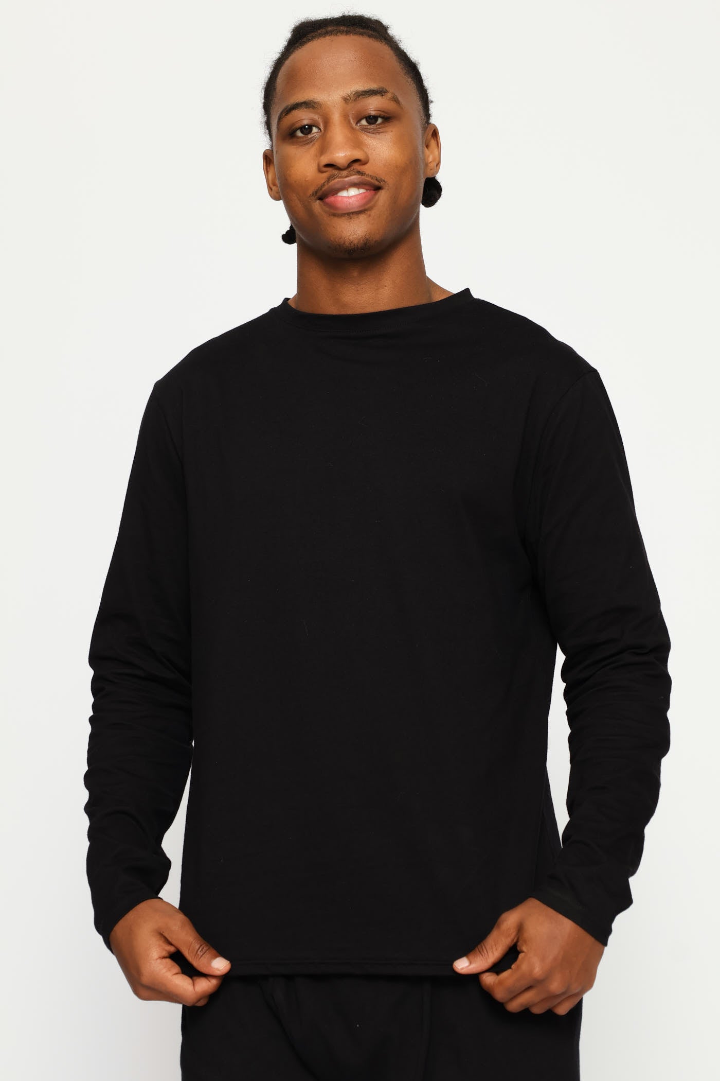 Mens Long Sleeve Thermal C-Neck T-Shirt - Black – Edgars