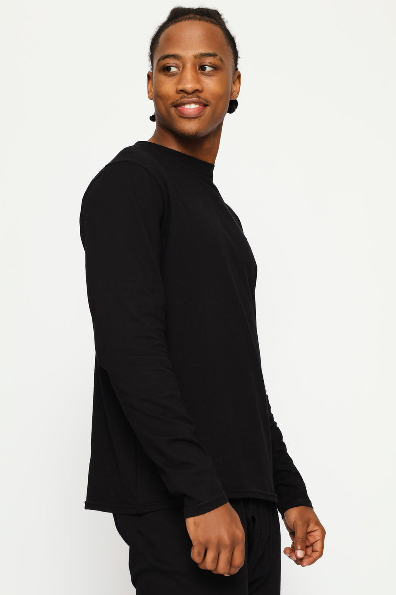 Long Sleeve Thermal C-Neck T-Shirt - Black