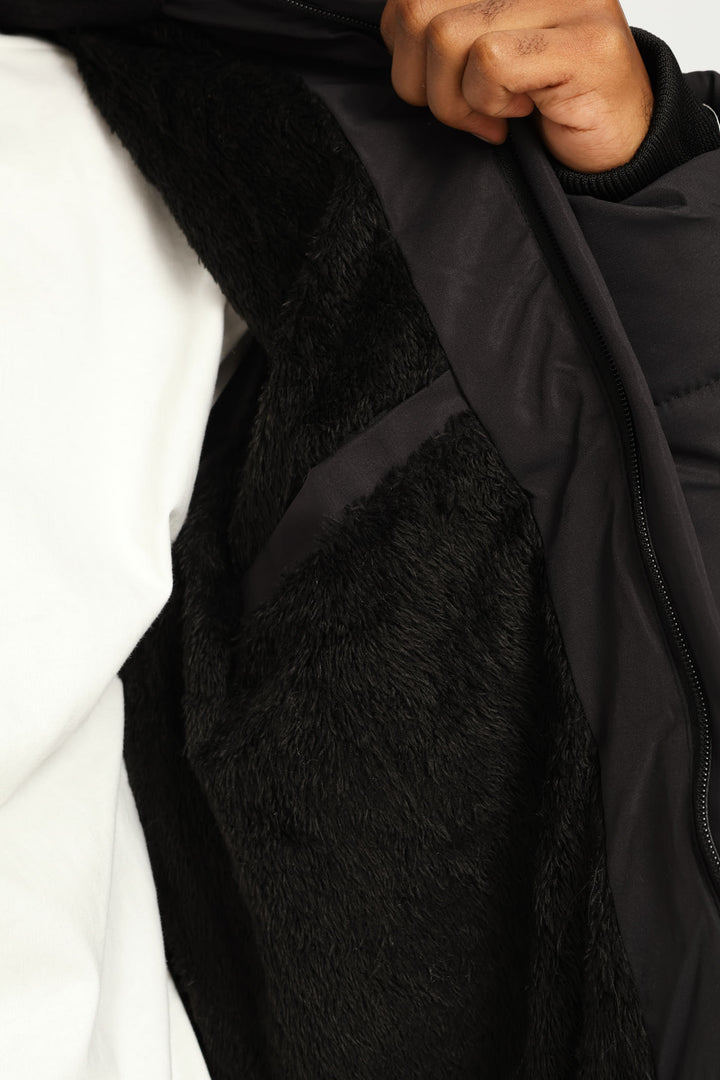 Noam Fur Lined Puffer Jacket - Black