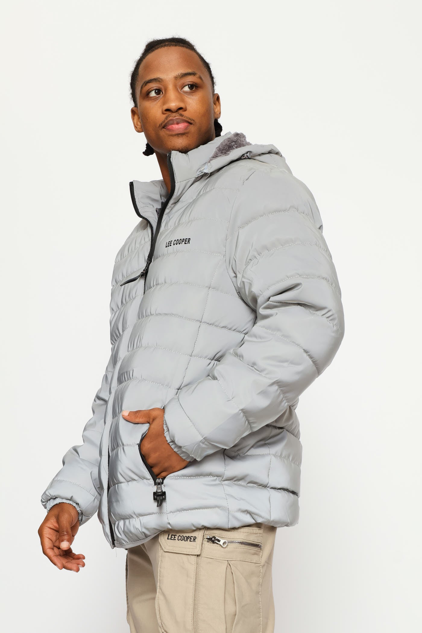 Mens Billy Fur Lined Puffer Jacket - Silver – Edgars