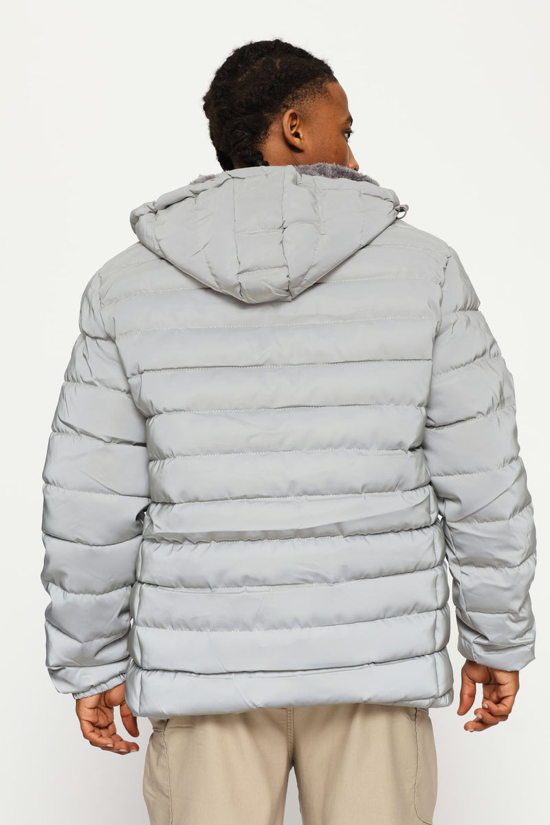 Billy Fur Lined Puffer Jacket - Silver