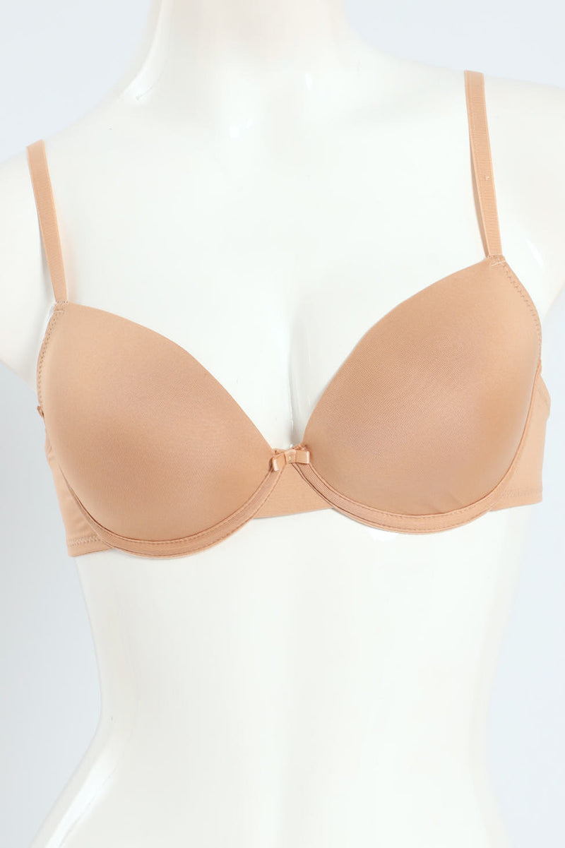 Ladies 2 Pack T-Shirt Bra - White/Beige