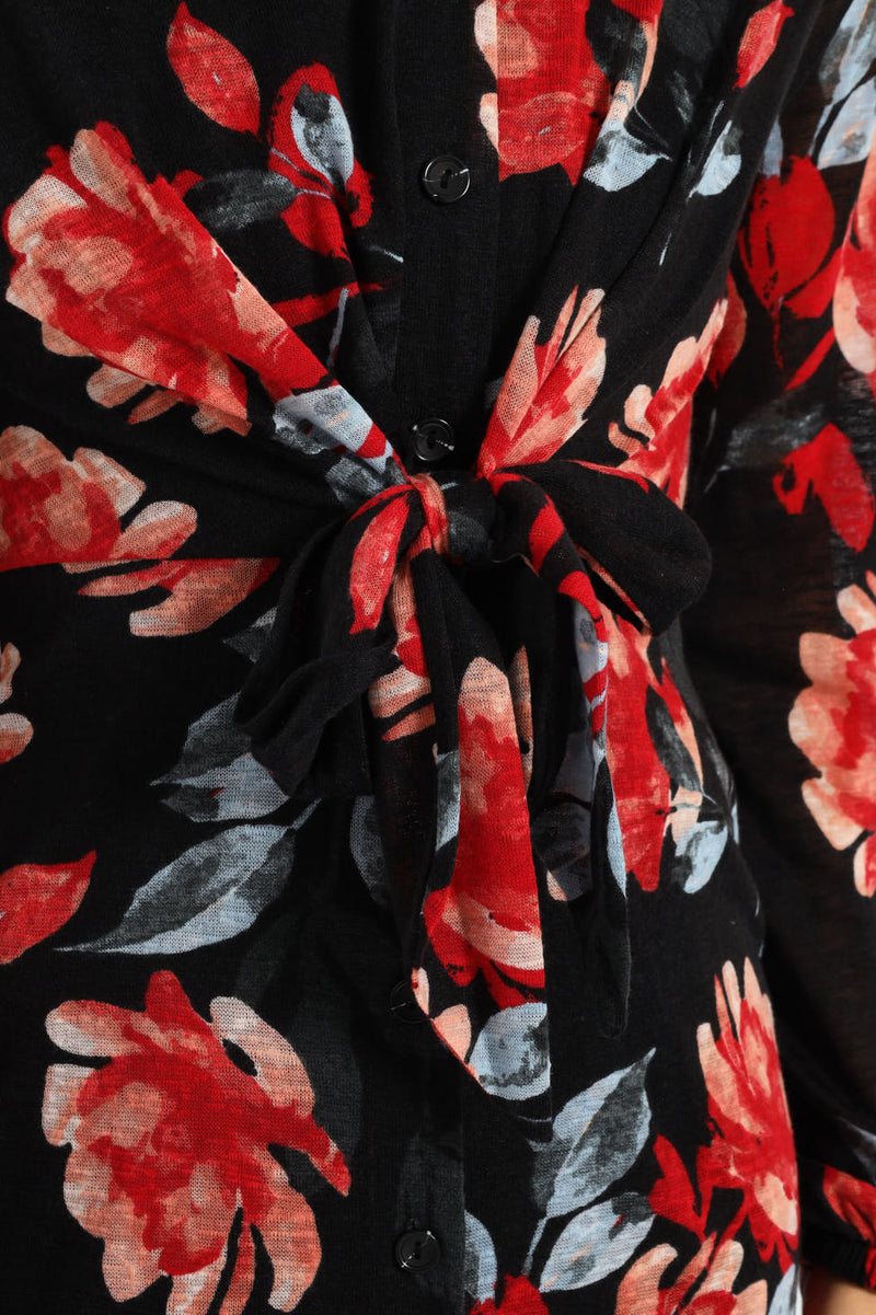 Tie Front Cut & Sew Shirt Midaxi Dress