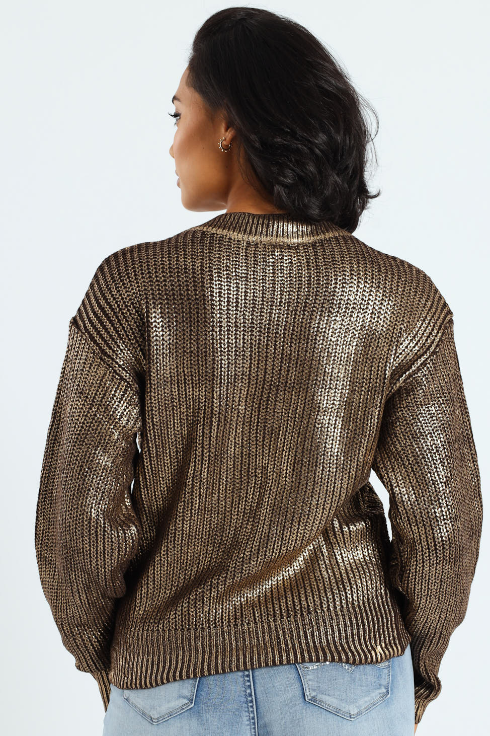 Metallic Knit Sweater - Gold