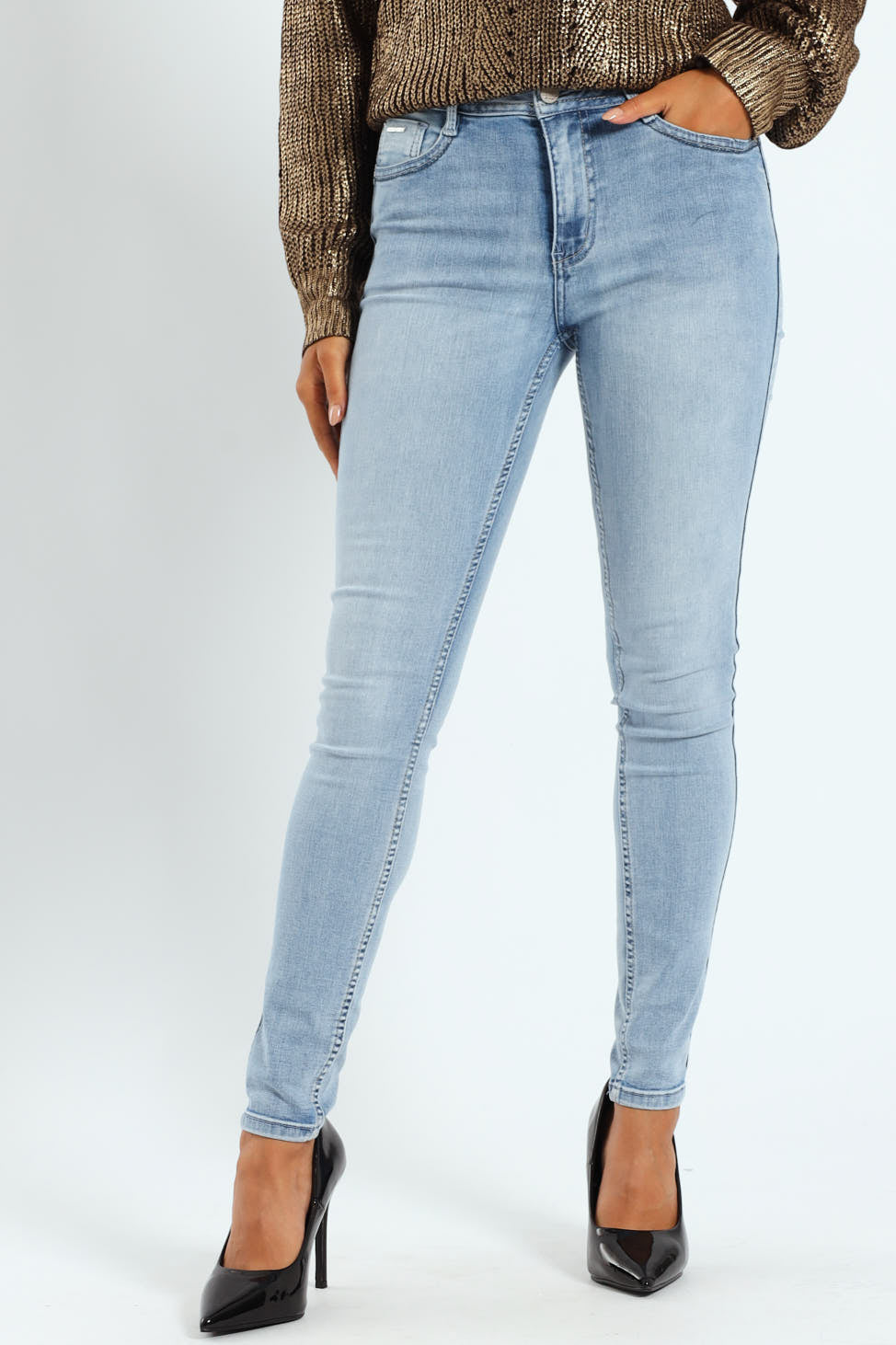 Zoey Mid-Waist Basic Skinny Denim - Light Wash