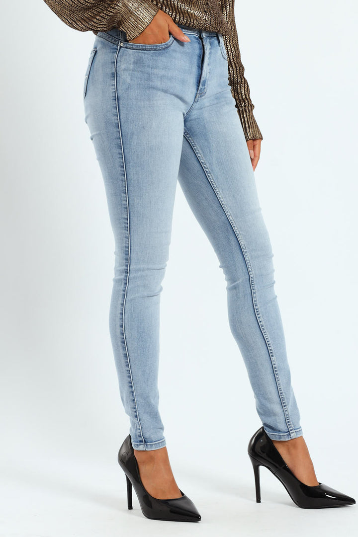 Zoey Mid-Waist Basic Skinny Denim - Light Wash