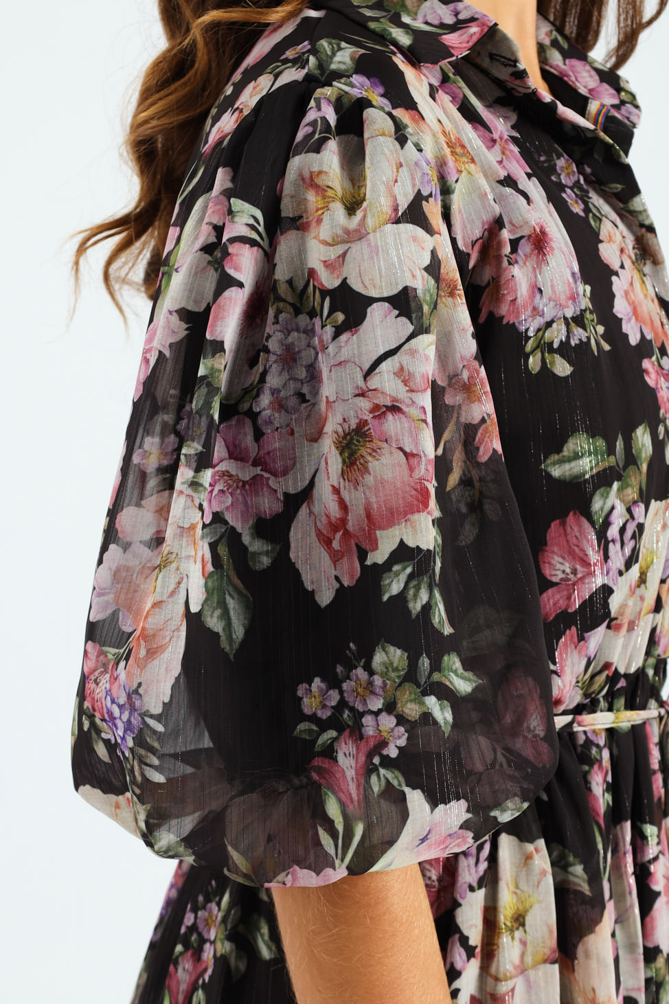 Puff Sleeve Waisted Tea Dress