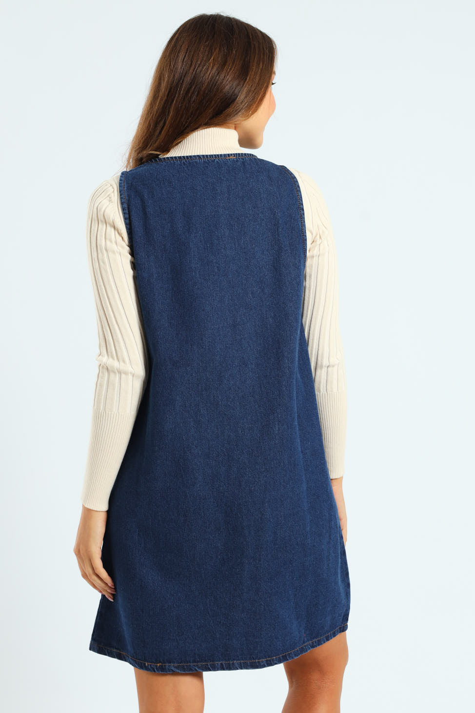 Mini Pinafore Dress - Dark Wash