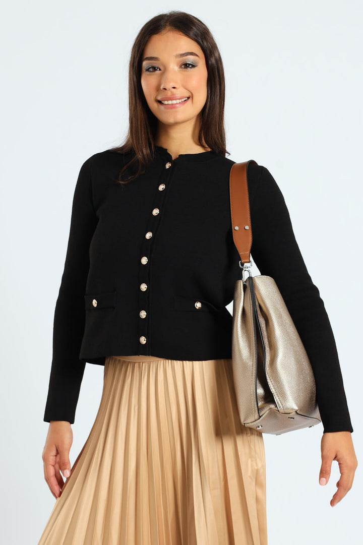 Tan Strap Hobo Bag - Champagne