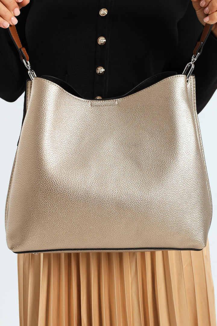 Tan Strap Hobo Bag - Champagne