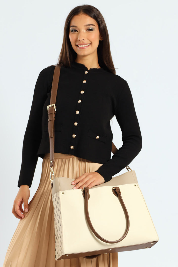 Bmario Large Tote Bag - Beige