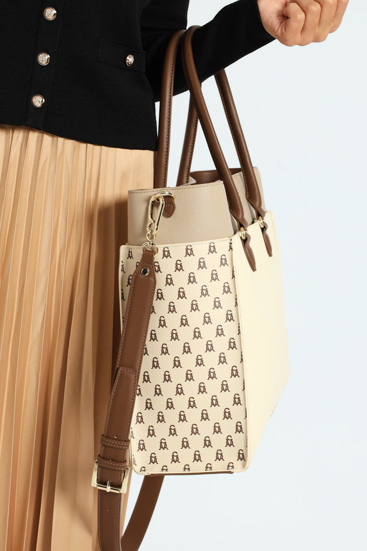 Bmario Large Tote Bag - Beige