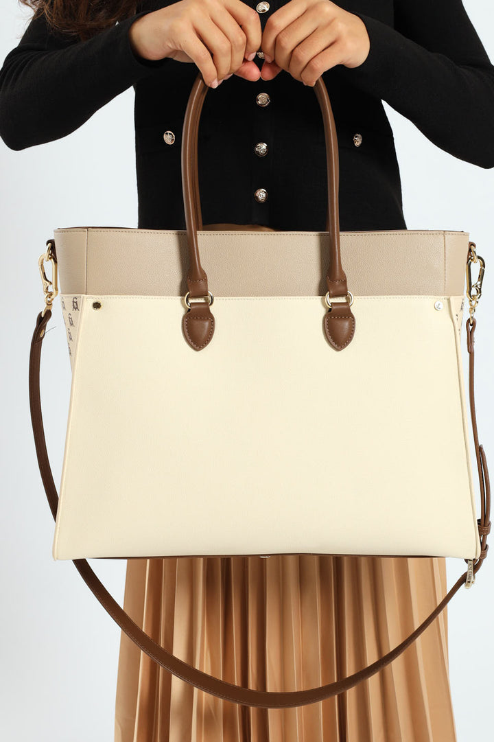 Bmario Large Tote Bag - Beige