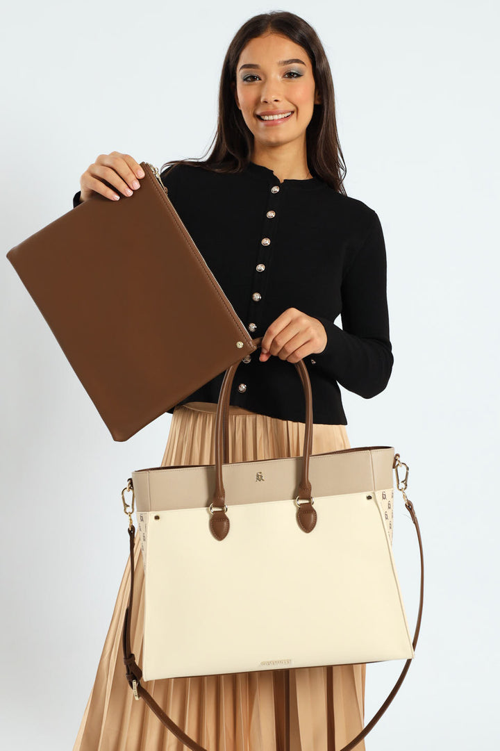 Bmario Large Tote Bag - Beige