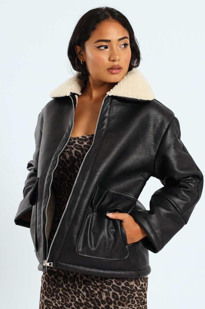 Utility Pu Sherpa Jacket - Black