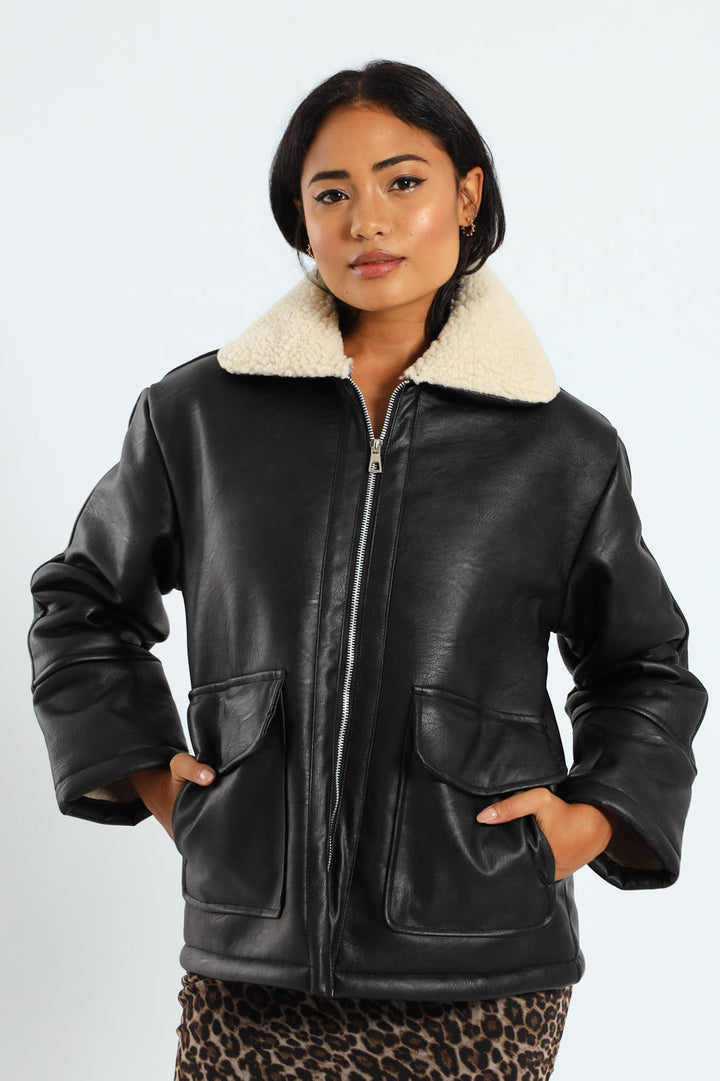 Utility Pu Sherpa Jacket - Black