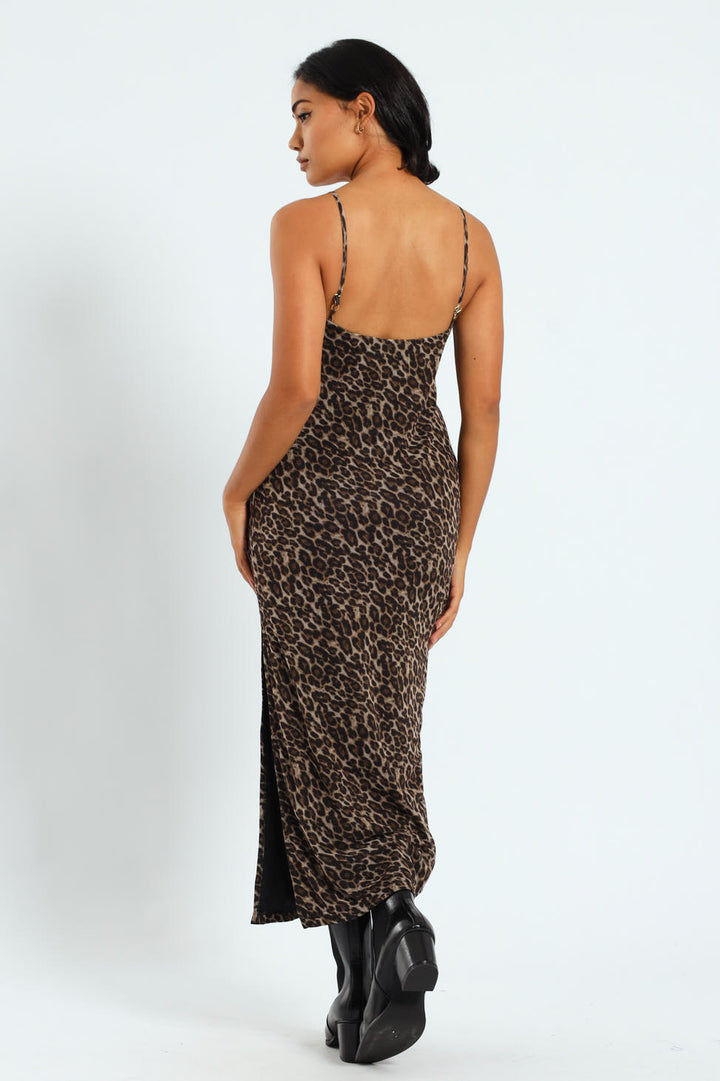Leopard Mesh Maxi Dress