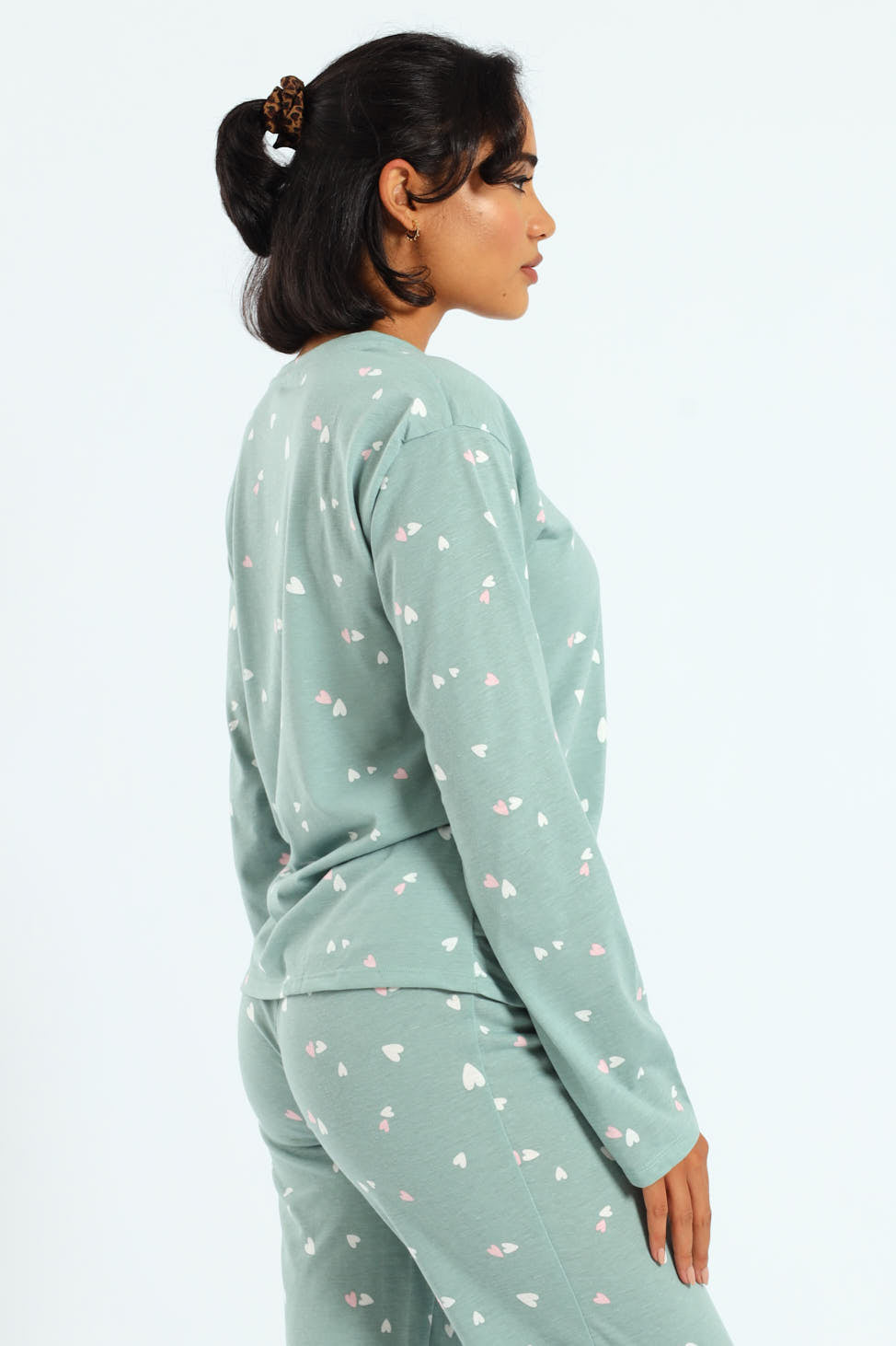 Knit Hearts Long Sleeve Tee - Duck Egg