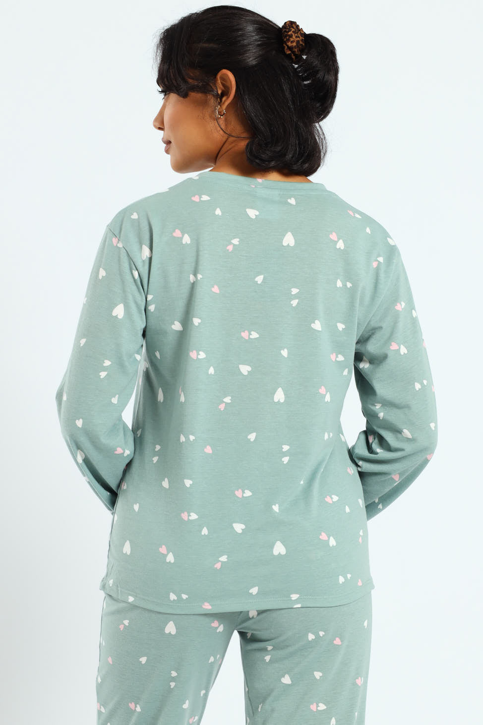 Knit Hearts Long Sleeve Tee - Duck Egg