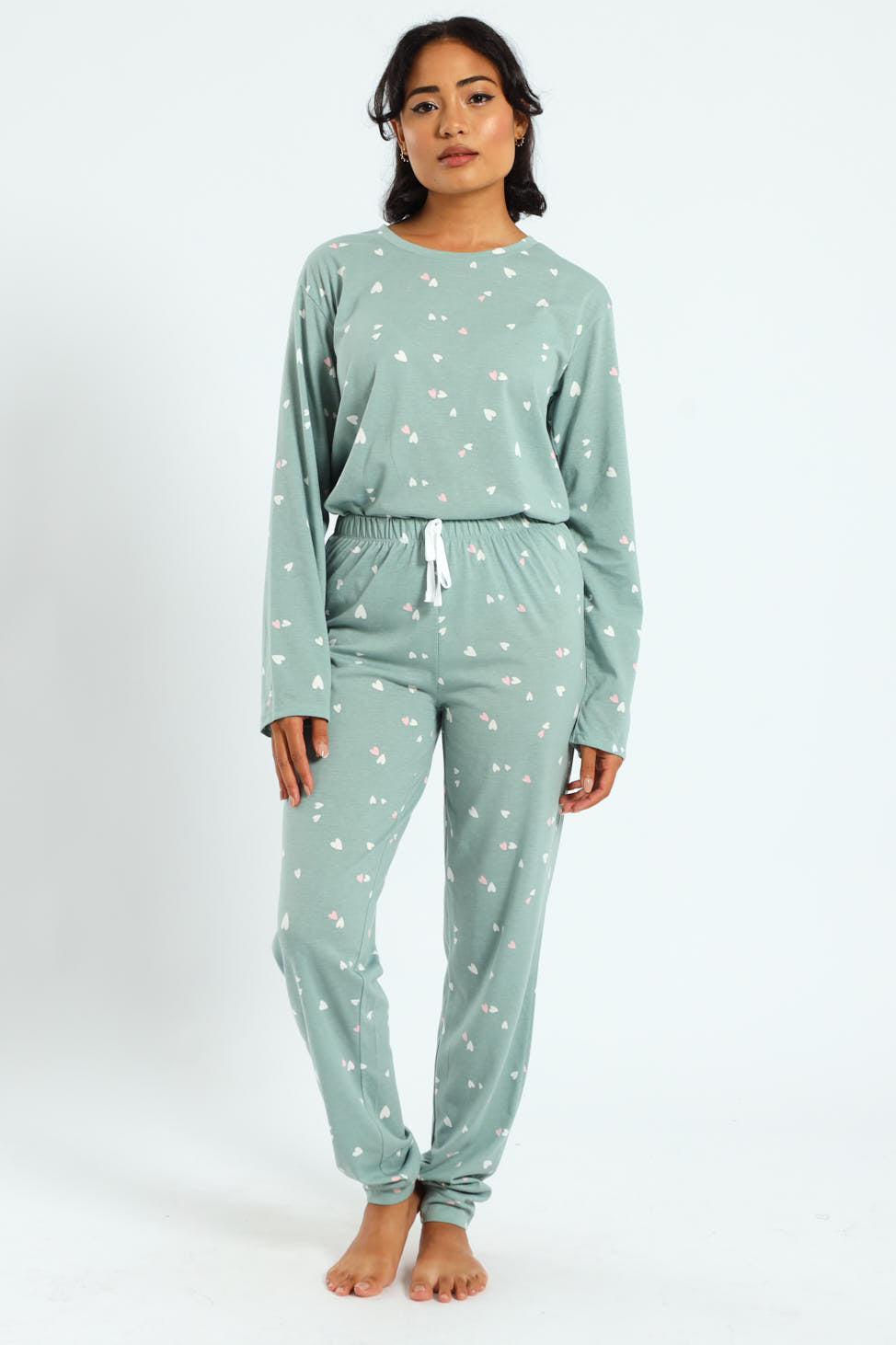 Knit Hearts Jogger - Duck Egg